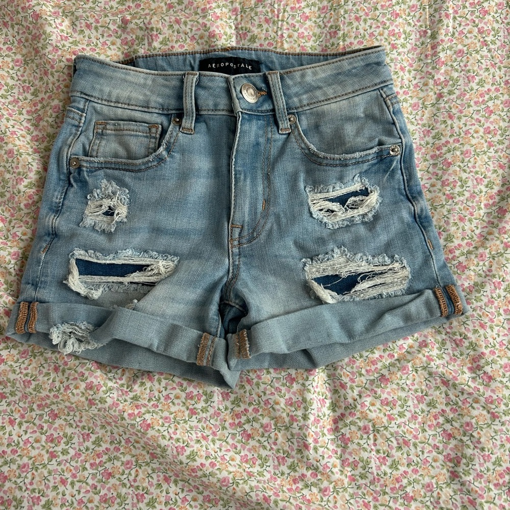 Aeropostale Blue Distressed Jean Shorts